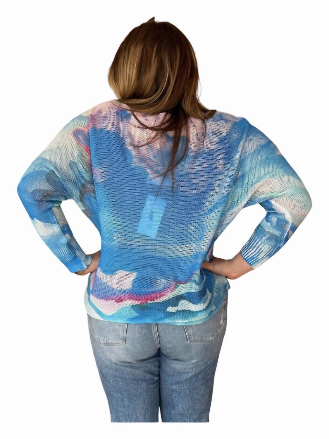 Shades Of The Tide Batwing Sweater In Bright Blue
