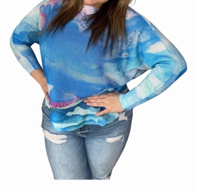 Shades Of The Tide Batwing Sweater In Bright Blue Tops Womens - asymmetrical tops