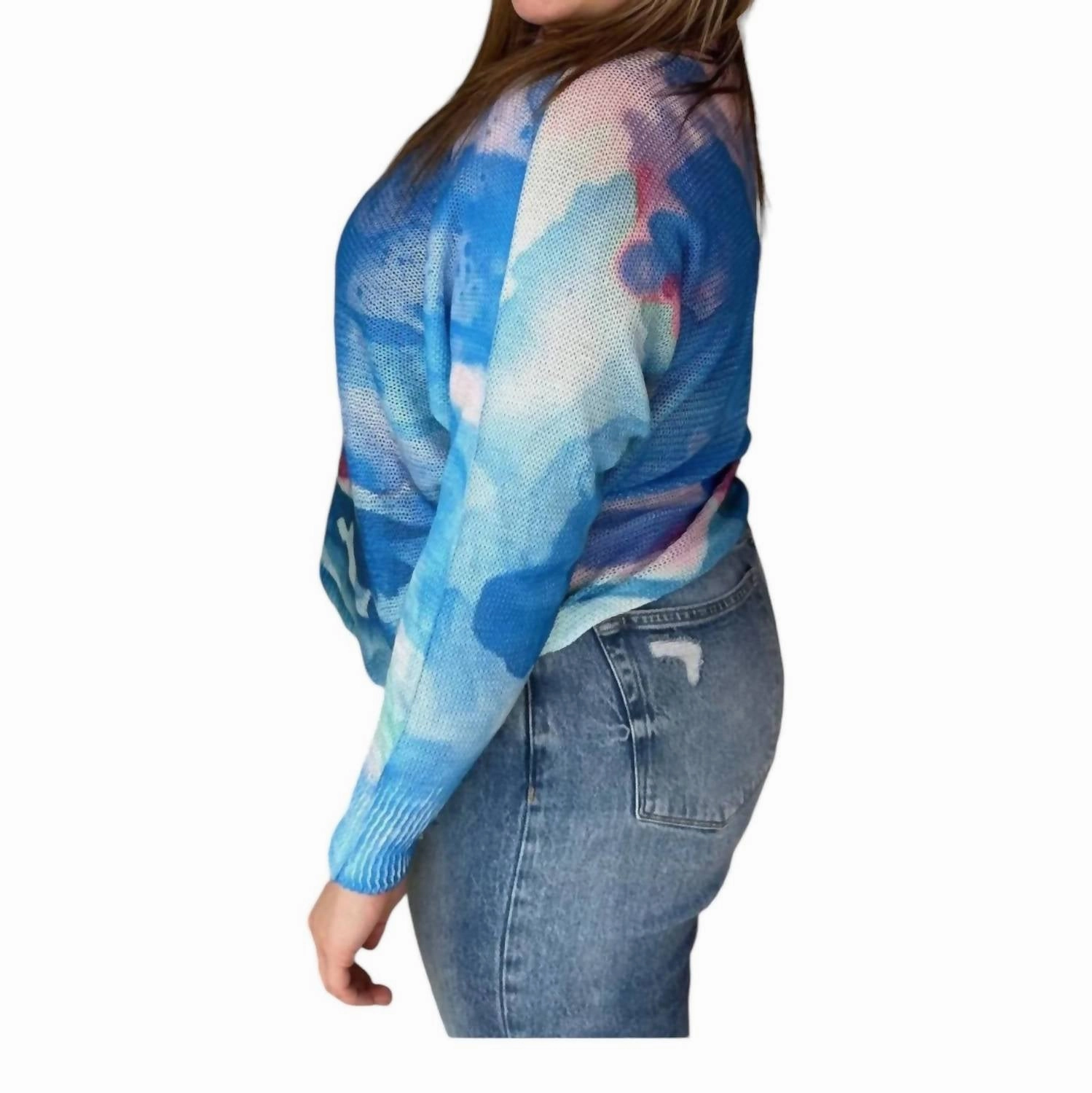 Shades Of The Tide Batwing Sweater In Bright Blue
