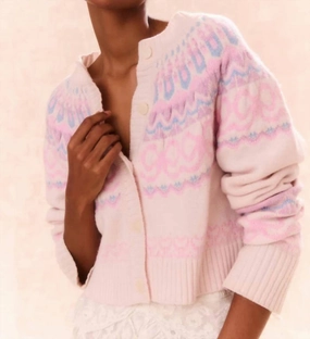 Shantae Cardigan In Confetti Cake Tops Womens - puff-sleeve tops