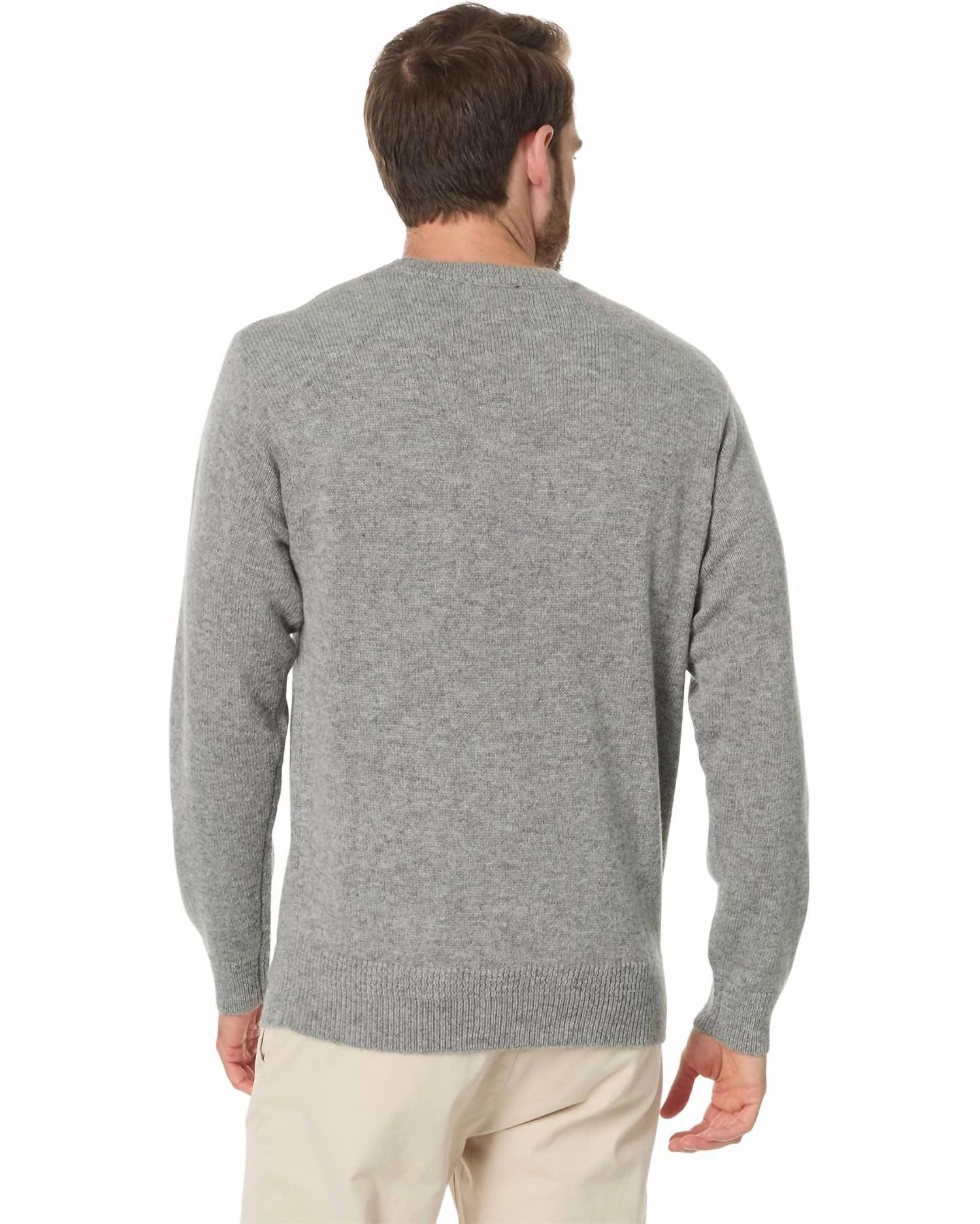 Shetland Wool Crewneck Sweater In Light Grey Heather
