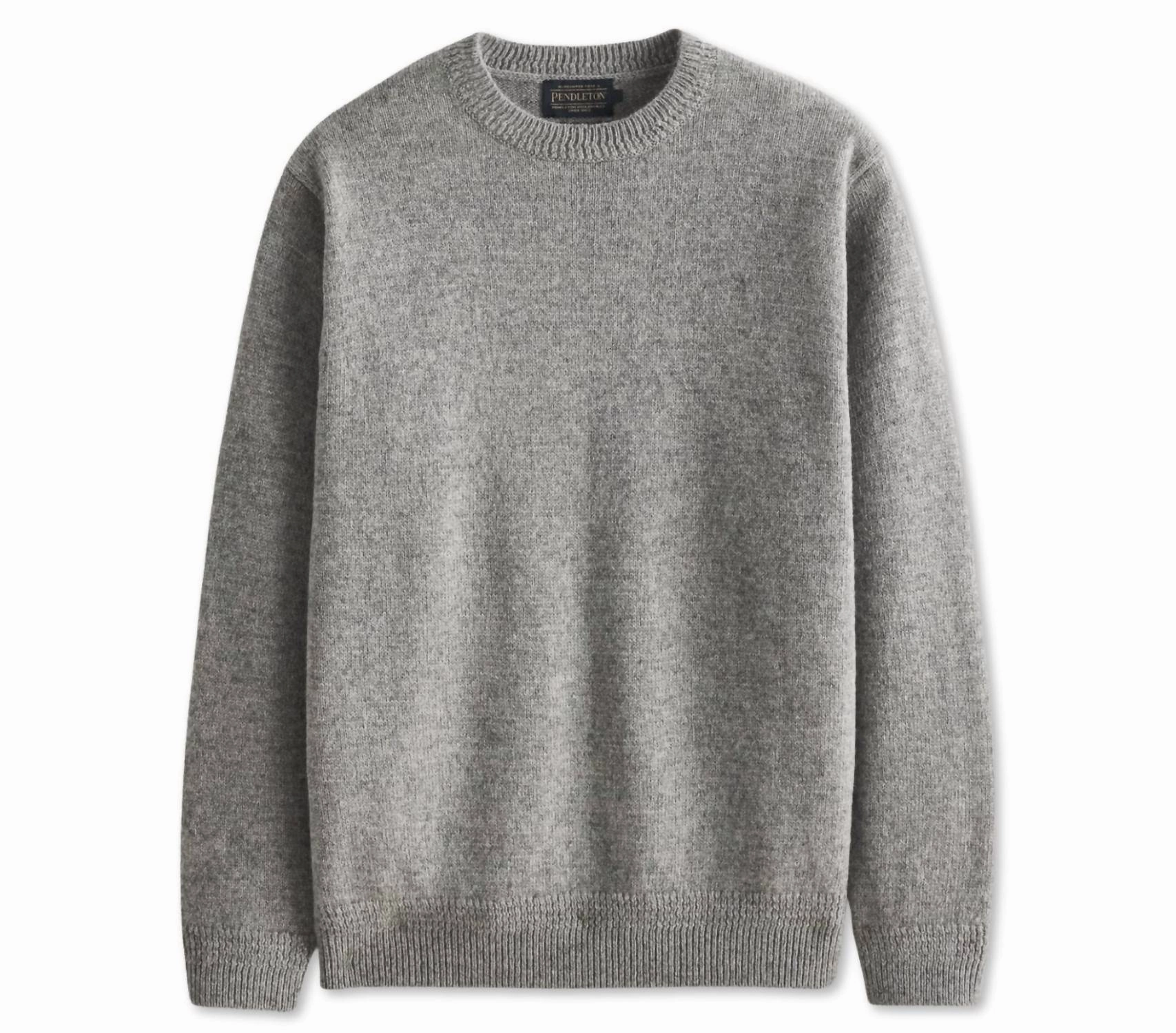 Shetland Wool Crewneck Sweater In Light Grey Heather