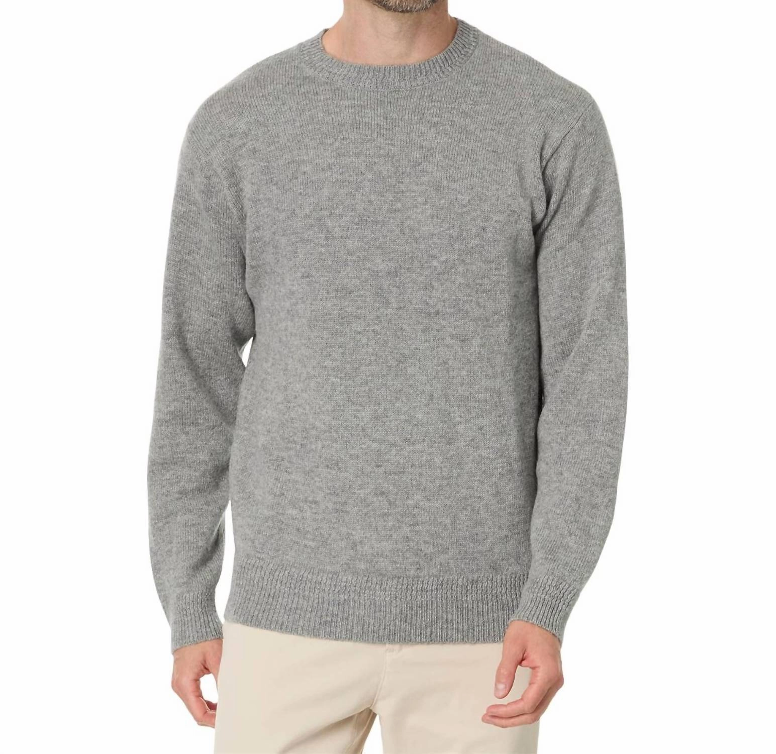 Shetland Wool Crewneck Sweater In Light Grey Heather