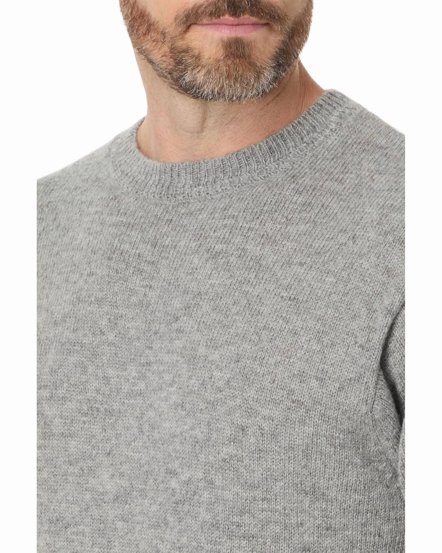 Shetland Wool Crewneck Sweater In Light Grey Heather
