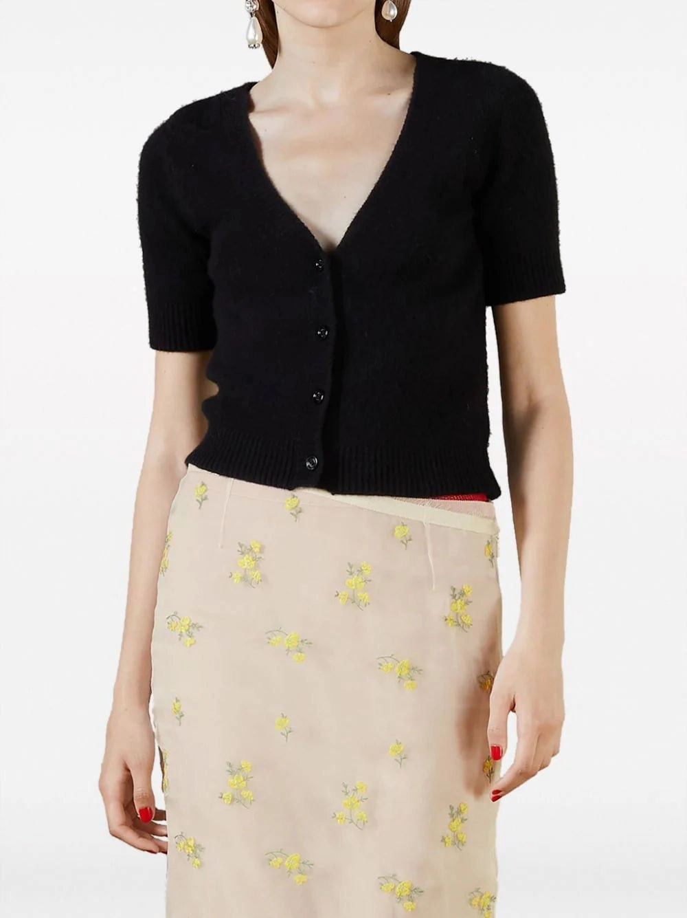 Short-Sleeve Cashmere Cardigan