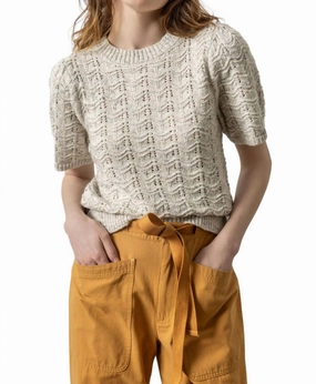 Short Sleeve Crewneck Sweater In Mist Mari Tops Womens - halter tops sale