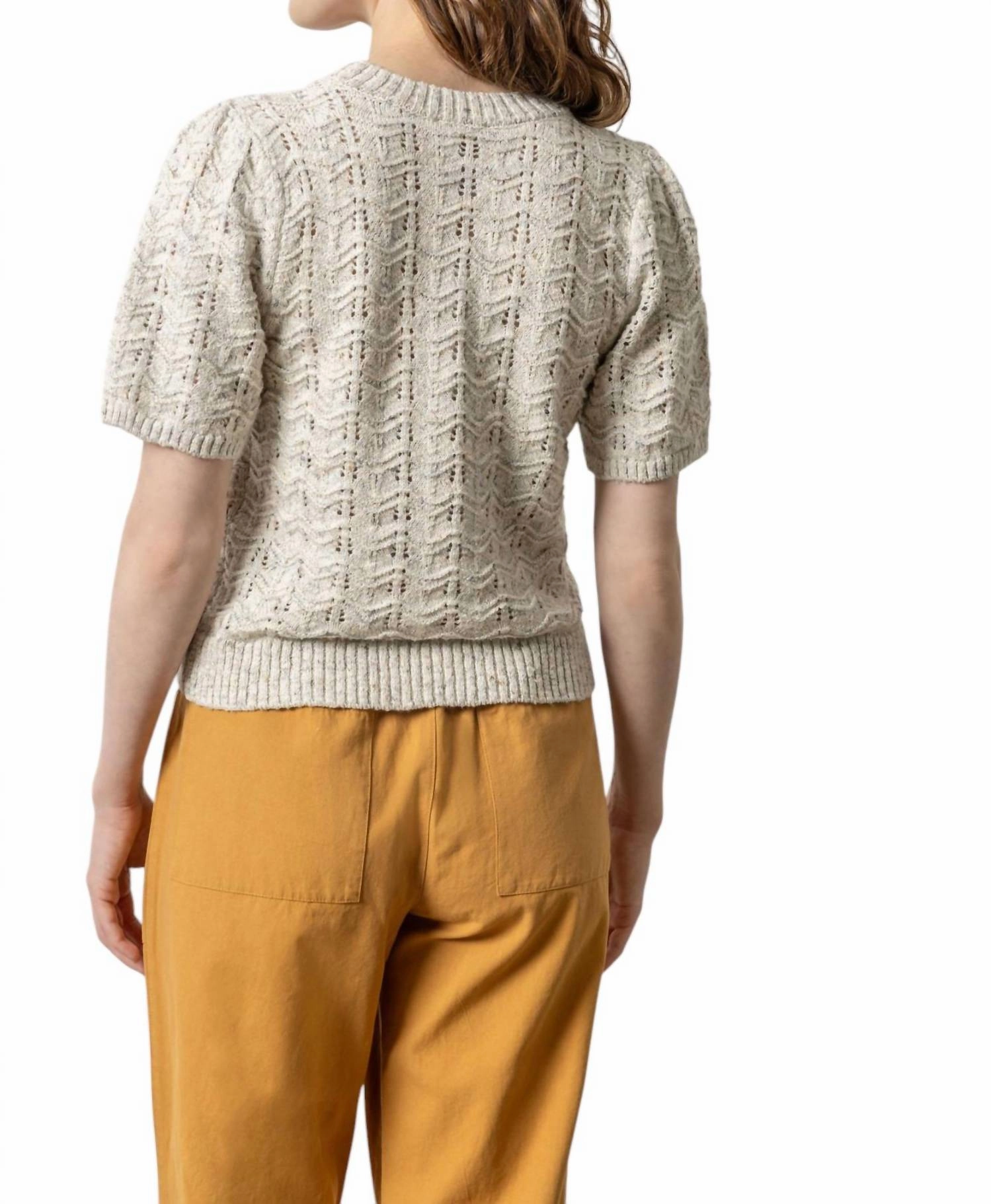 Short Sleeve Crewneck Sweater In Mist Mari