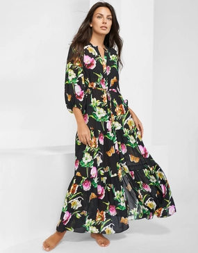 Siciliana Maxi Kaftan - Black-Brights Swim Womens - bikinis clearance