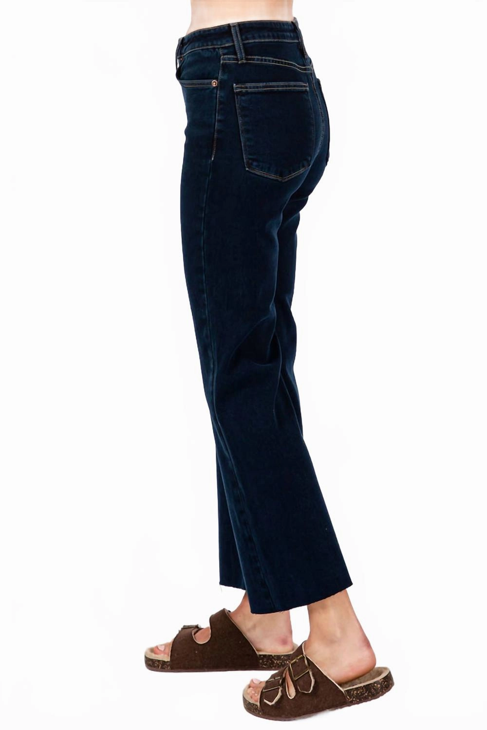Sicily Scissor Cut Hem Jeans In Dark Indigo
