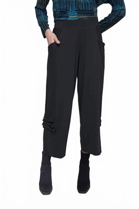 Side Pleat Flood Pants In Black womens cropped pants sale
