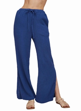 Side Slit Wide Leg Pant In Bright Night Bottoms Womens outlet online store