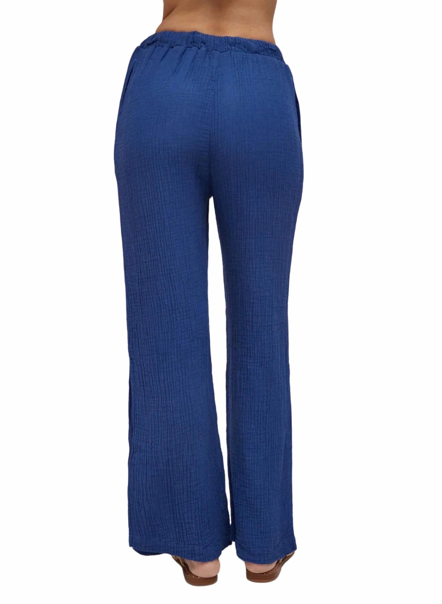 Side Slit Wide Leg Pant In Bright Night