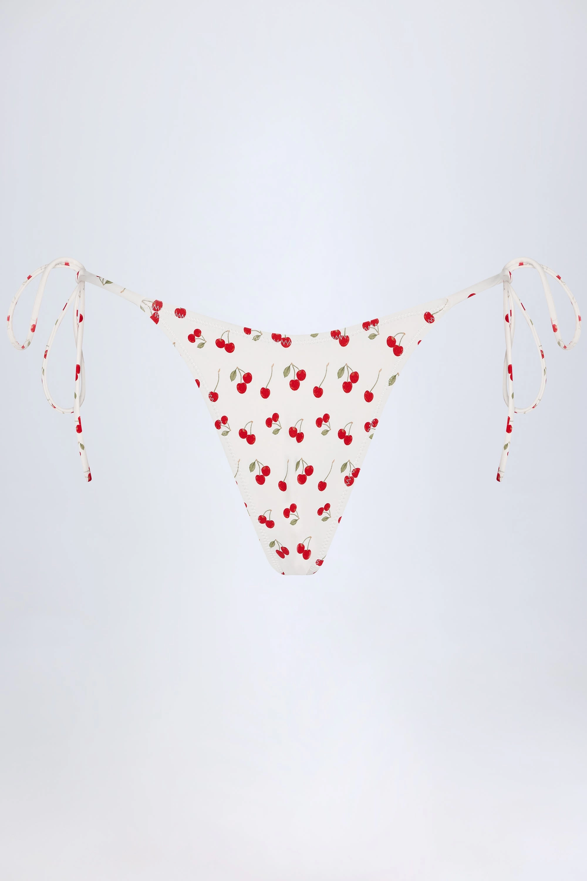 Side-Tie Cheeky Bikini Bottoms in Cherry Print