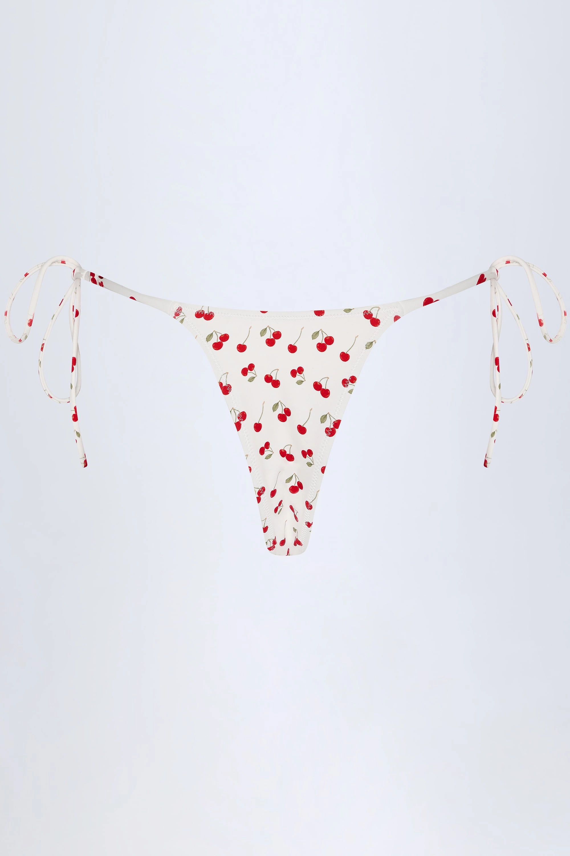 Side-Tie Cheeky Bikini Bottoms in Cherry Print