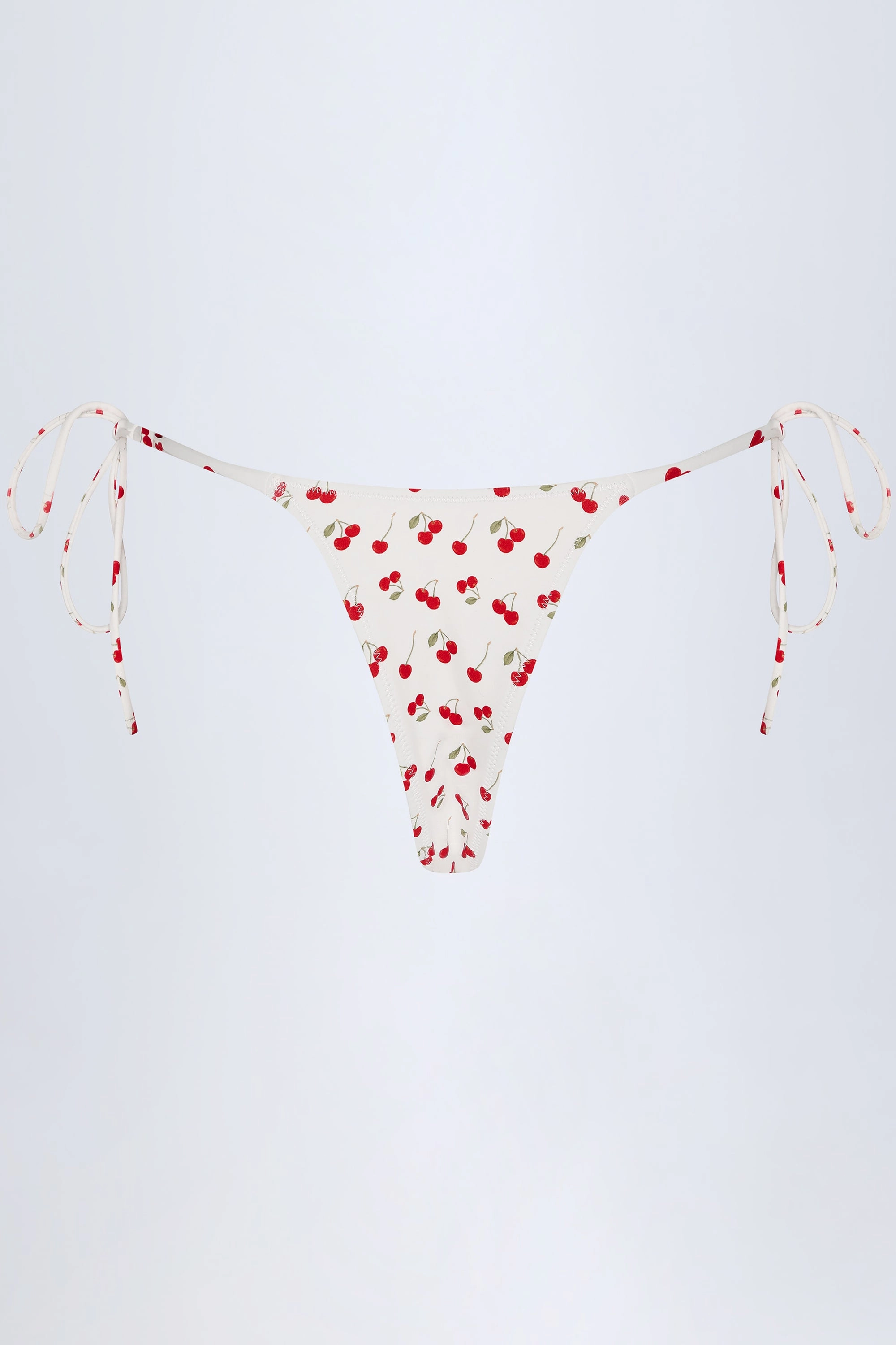 Side-Tie Cheeky Bikini Bottoms in Cherry Print
