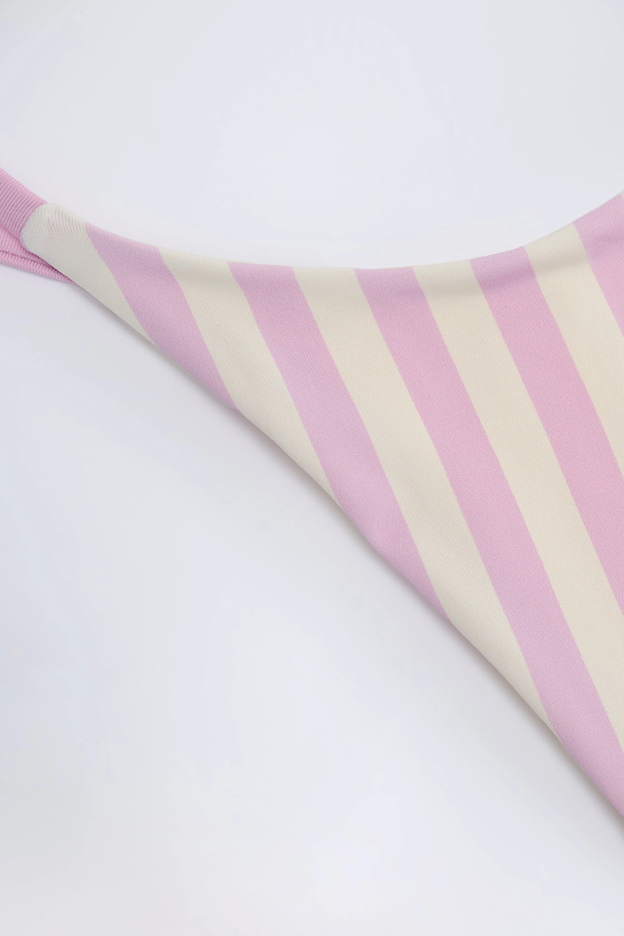 Side-Tie Thong Bikini Bottoms in Mauve Stripe