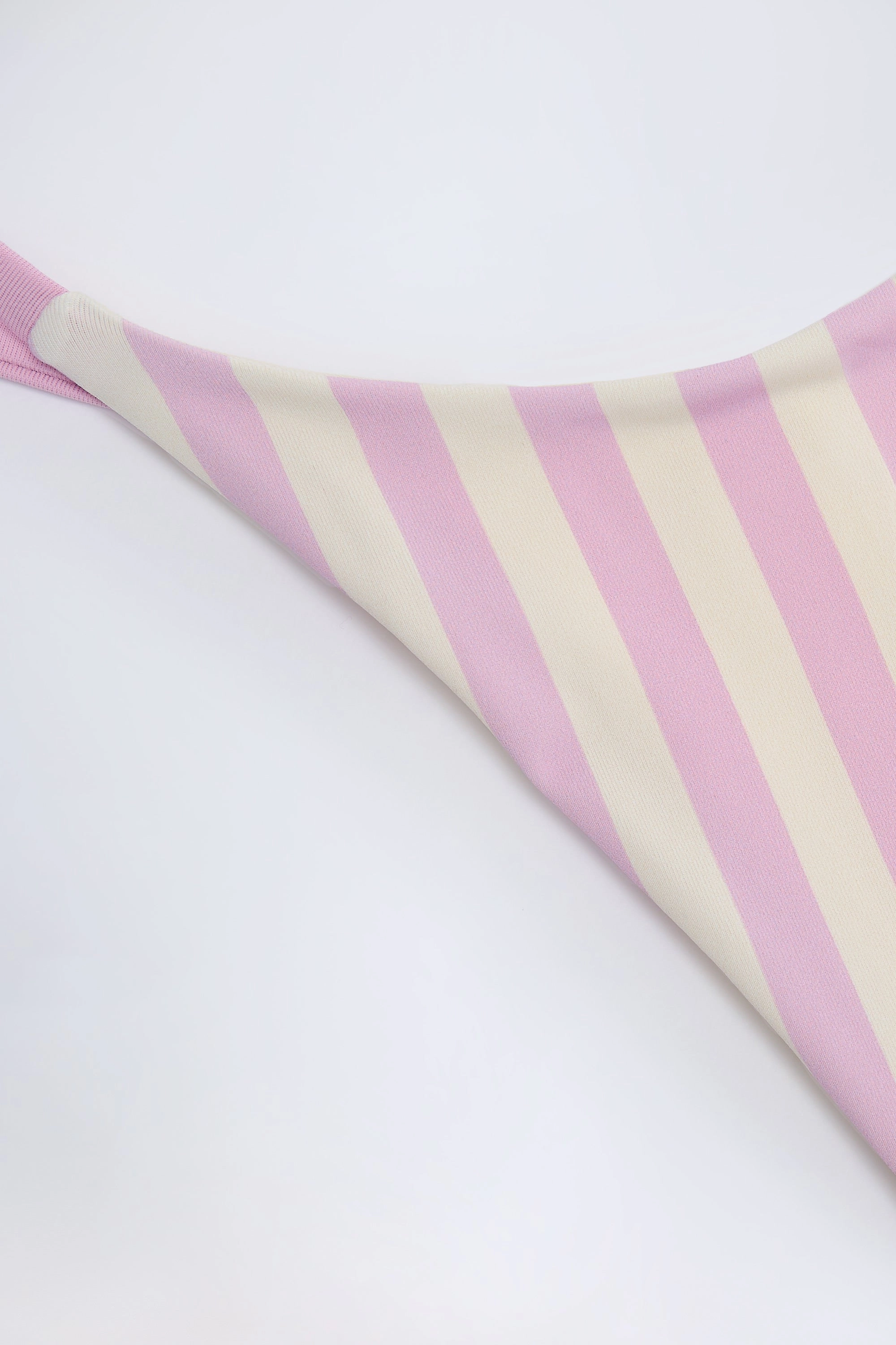 Side-Tie Thong Bikini Bottoms in Mauve Stripe