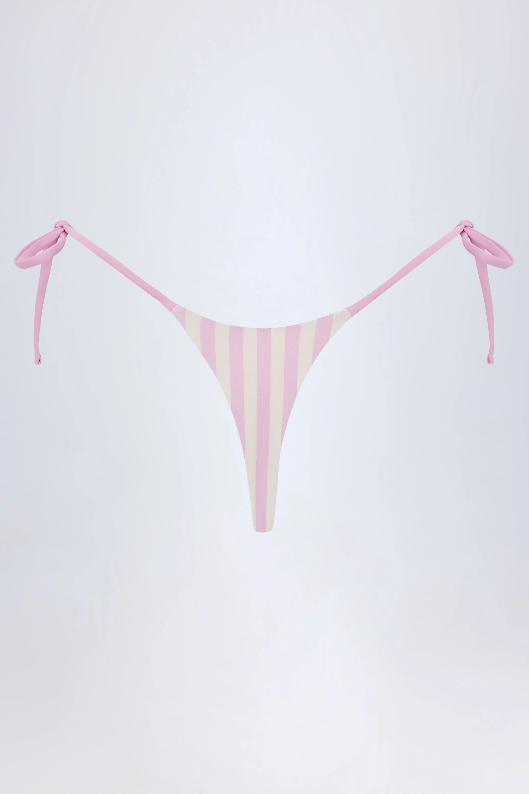 Side-Tie Thong Bikini Bottoms in Mauve Stripe
