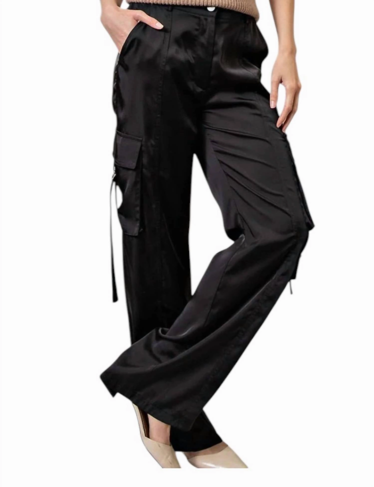 Silk Cargo Pants In Black