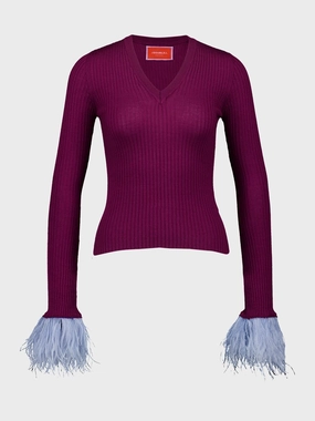 Silk-Cashmere V-Neck Kick Top Knitwear Womens - women's knitwear cheap