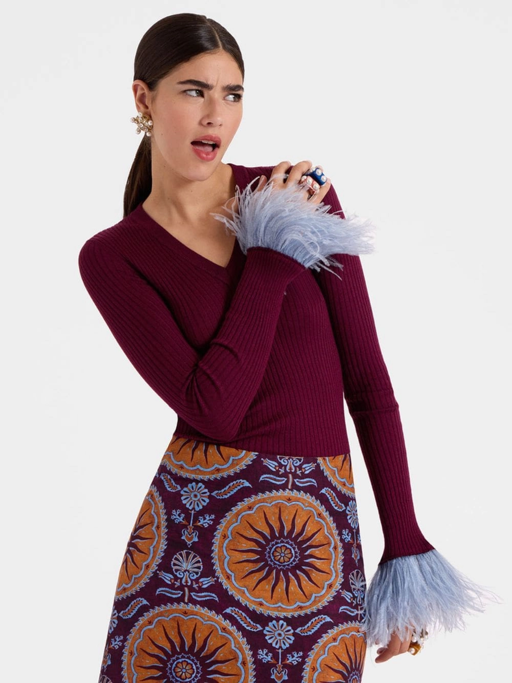 Silk-Cashmere V-Neck Kick Top