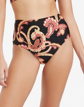Silk Road High Waist Bikini Pant - Black Swim Womens - swimsuits outlet