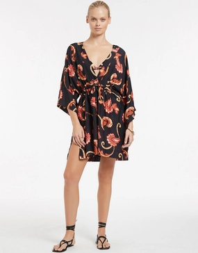 Silk Road Wide Sleeve Kaftan - Black Swim Womens - swimwear sale