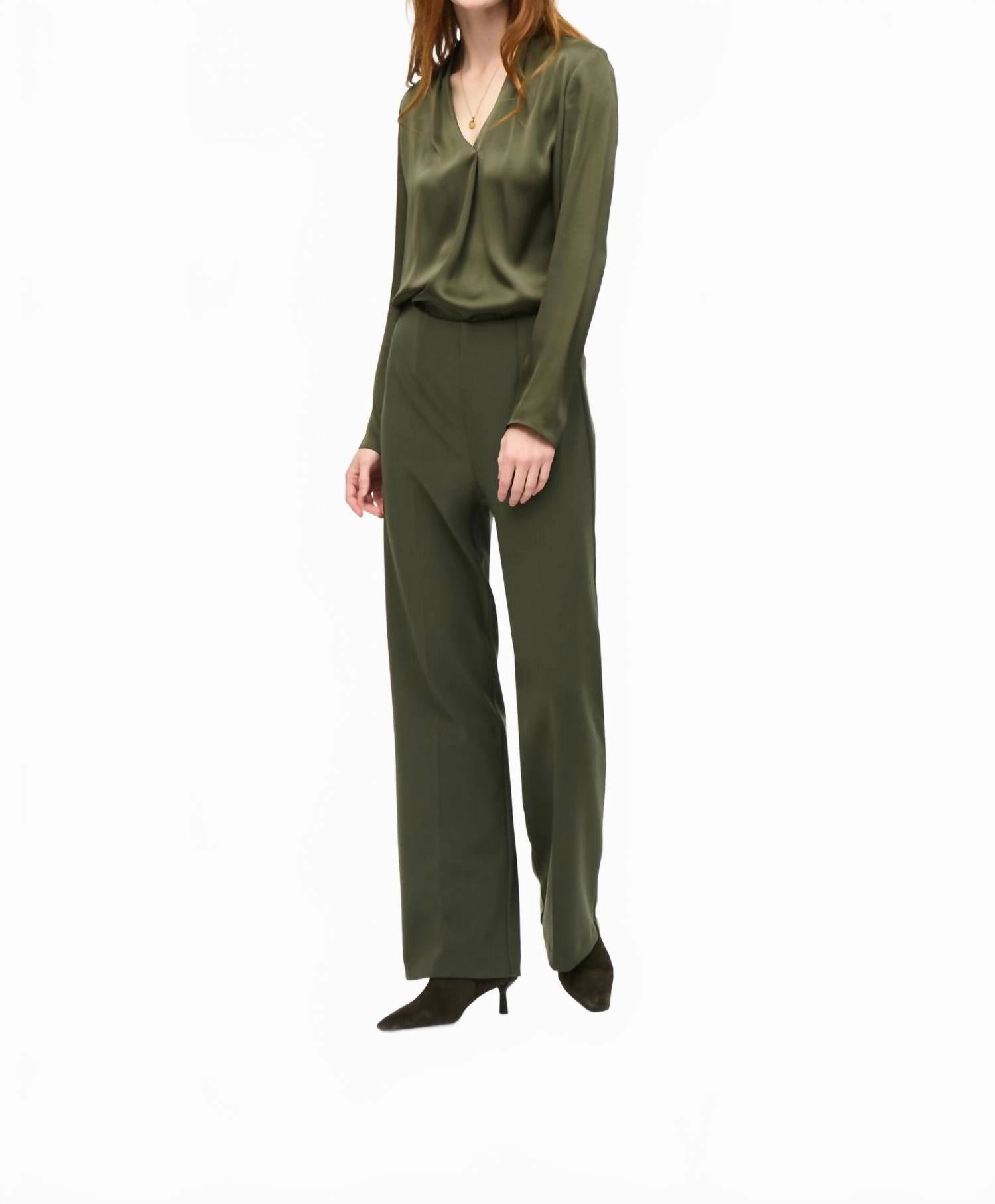 Silky Knit Wide Leg Pant In Iguana