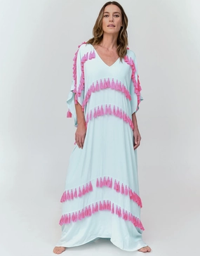 Silky Tassel Kaftan - Sky Blue Swim Womens - swimwear sale