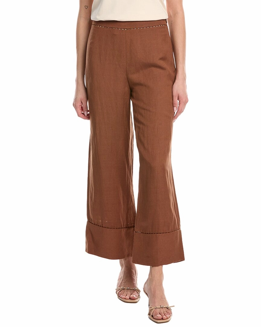 SIMKHAI Colley Cropped Straight Leg Linen-Blend Pant womens palazzo trousers online