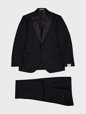 Single-Breasted Virgin-Wool Black Suit Suits Mens - men's suits outlet
