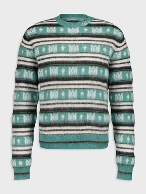 Skater Striped Knit Green Jumper Knitwear Mens - men's sweaters sale