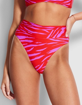 Skin Deep Roll Top Rio Bikini Pant - Mandarin Red Swim Womens - swimsuits outlet