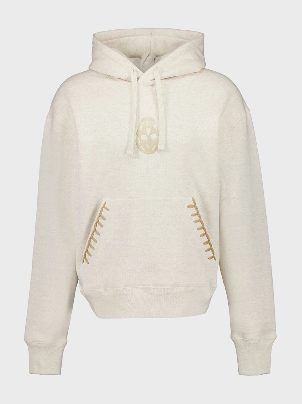 Skull Hooded Sweatshirt in Light Ivory Tops Mens - thermal tops