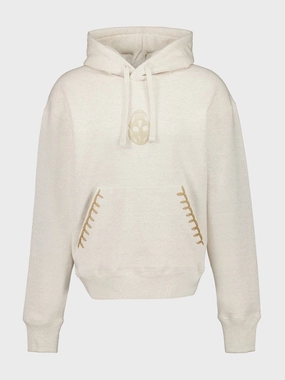 Skull Hooded Sweatshirt in Light Ivory Tops Mens - thermal tops