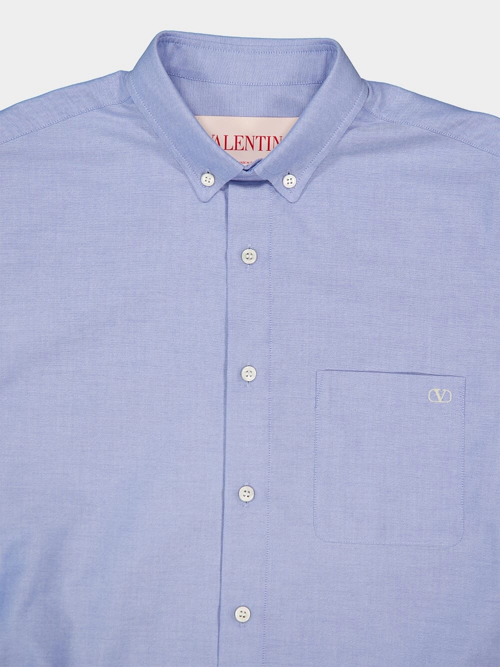 Sky Blue VLogo Embroidered Cotton Shirt