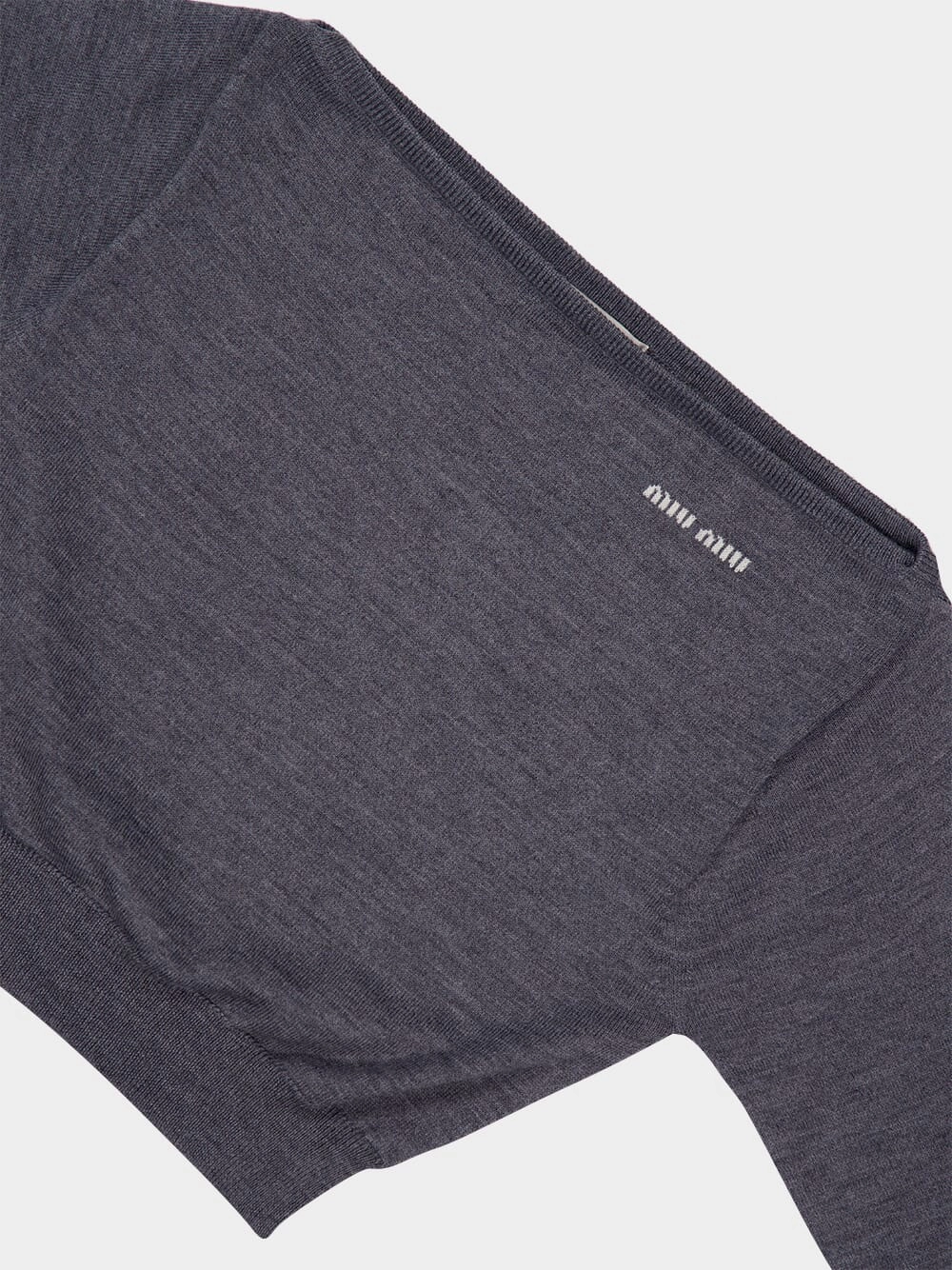 Slate Grey Cropped Wool Boat-Neck Sweater