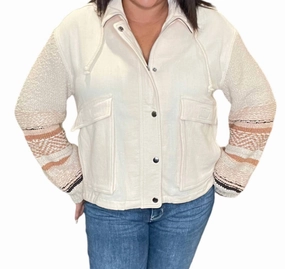 Sleeve Snap Front Sweater Jacket In Cream Tops Womens - asymmetrical tops