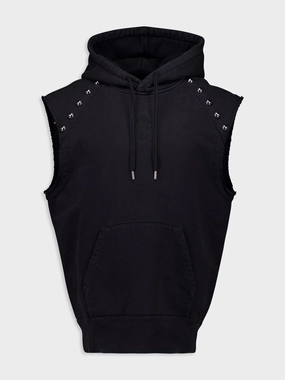 Sleeveless Embellished Hoodie Tops Mens - thermal tops