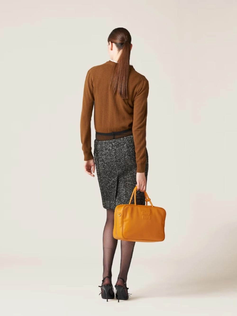 Slim-Fit Brown Cashmere Knit Cardigan