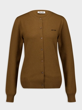 Slim-Fit Brown Cashmere Knit Cardigan Knitwear Womens - women's knitwear cheap