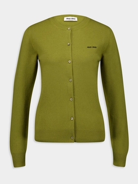 Slim-Fit Green Cashmere Knit Cardigan Knitwear Womens - women's knitwear cheap