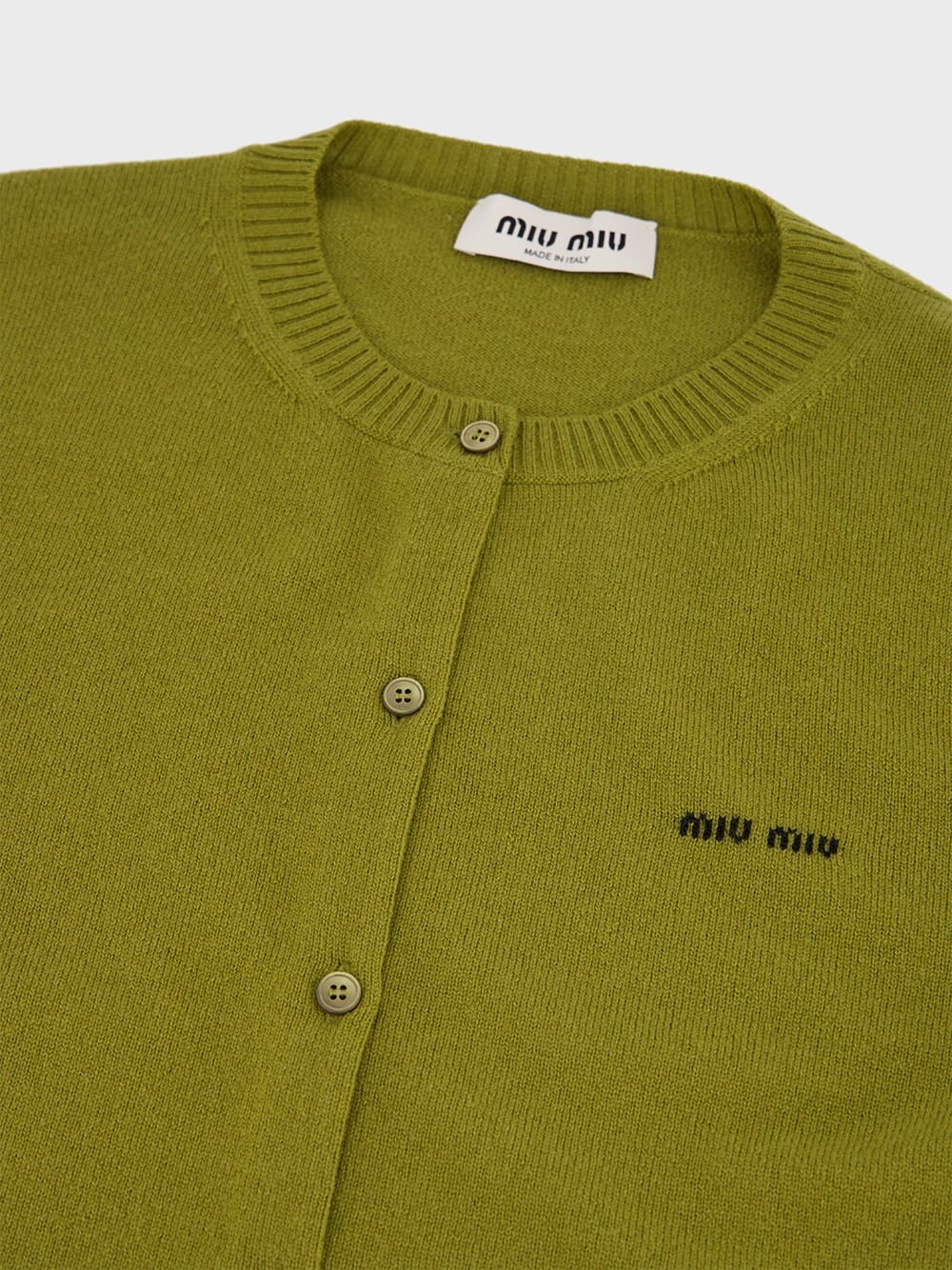 Slim-Fit Green Cashmere Knit Cardigan