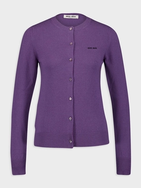 Slim-Fit Purple Cashmere Knit Cardigan Knitwear Womens - women's knitwear cheap