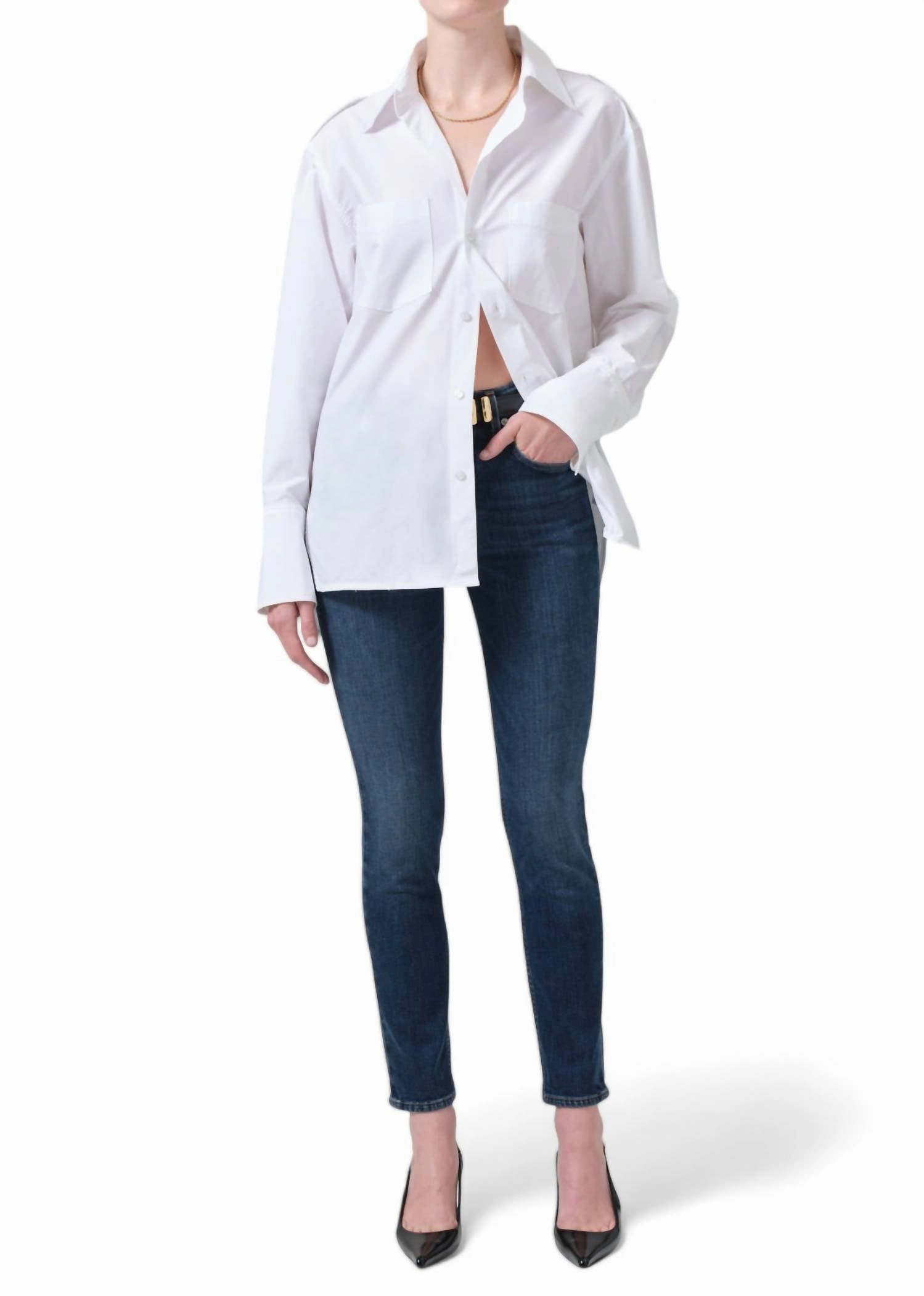 Sloane Skinny Jean In Baltic womens paperbag pants clearance