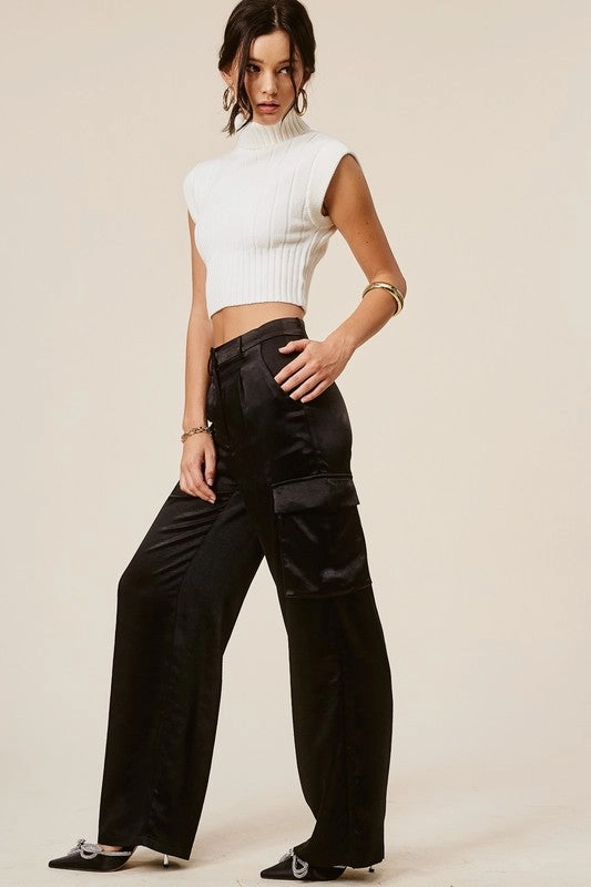 Snow Warm Cropped Turtleneck Knit Sweater - Large