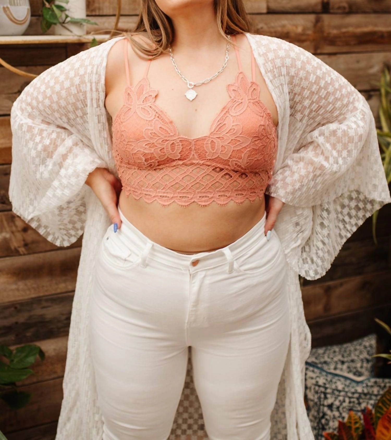 So This Is Love Bralette In Coral Haze