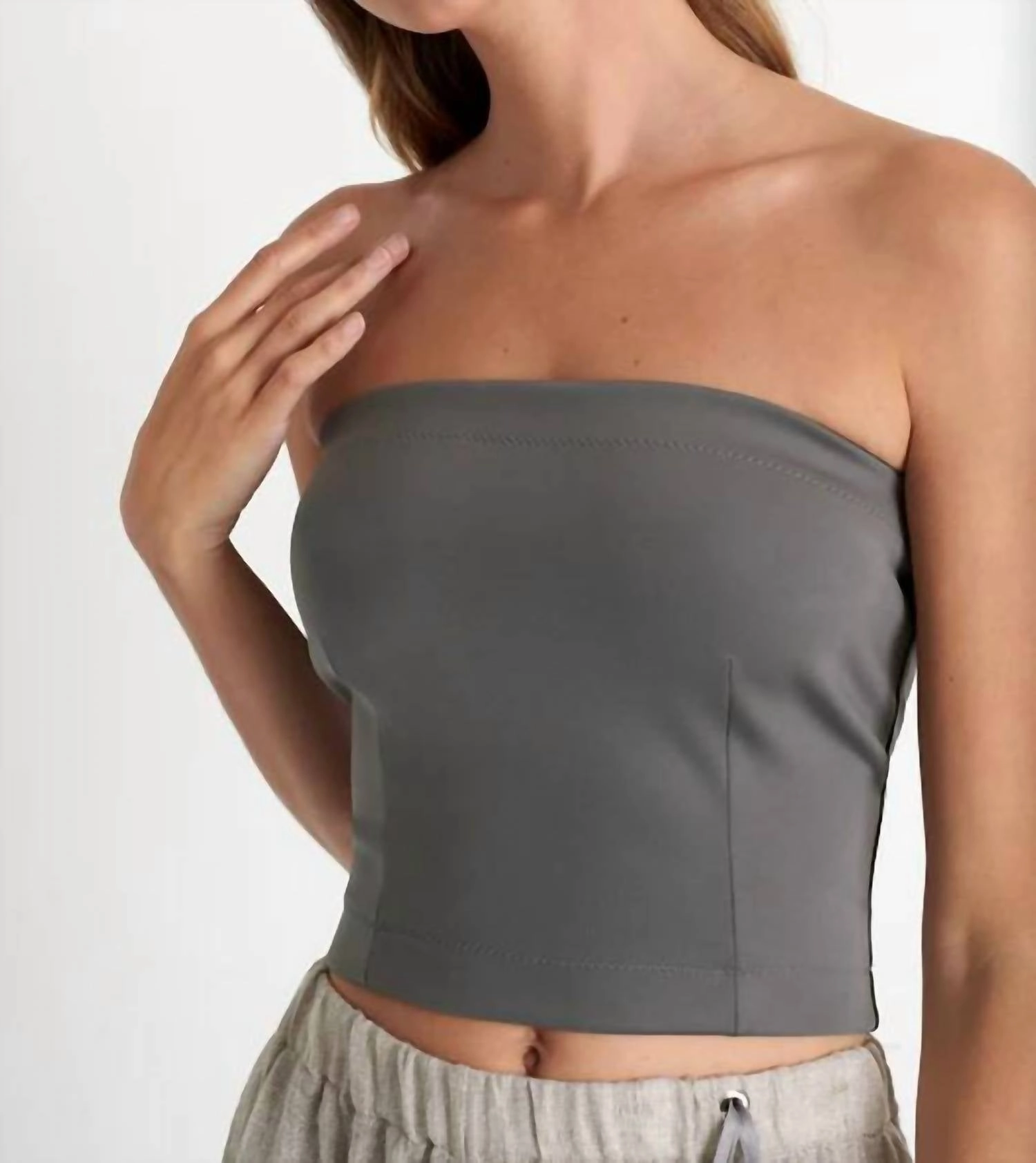Sofia Classic Bandeau Top In Pewter