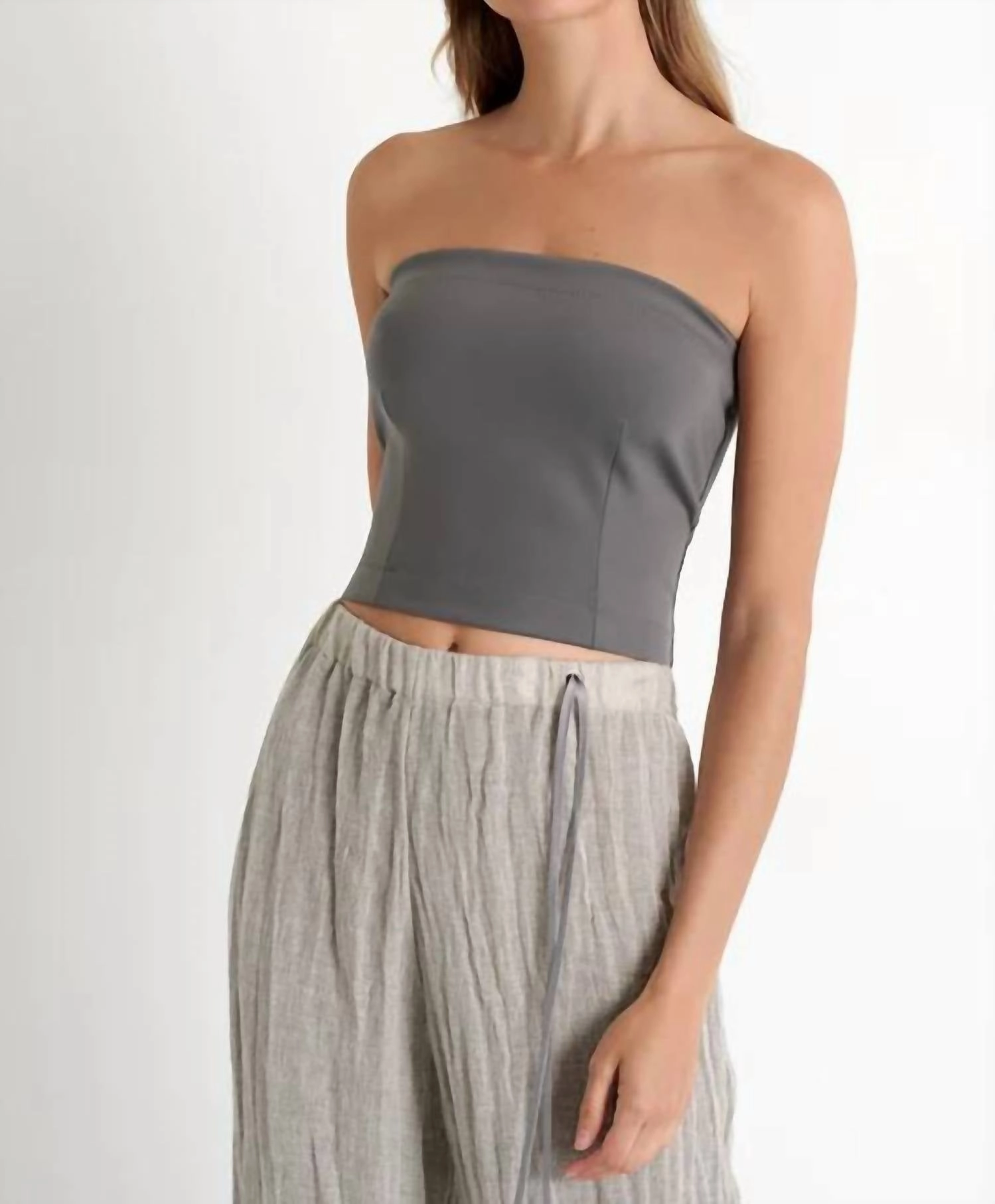 Sofia Classic Bandeau Top In Pewter