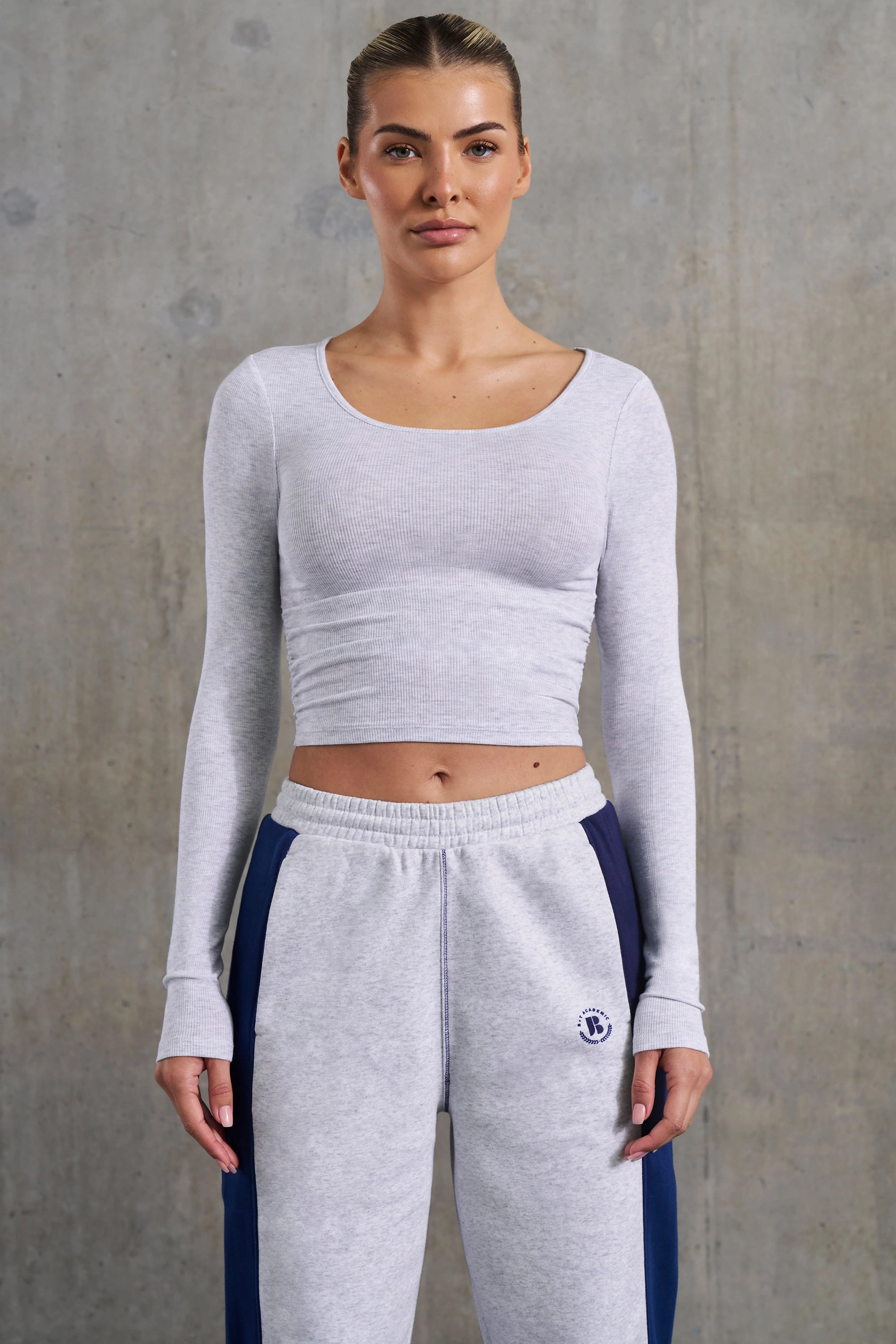 Soft Rib Long Sleeve Top in Heather Grey